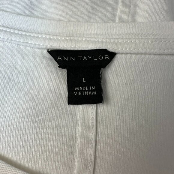 NWOT Ann Taylor Women's‎ Scoop Neck Pima Cotton Short Sleeve Tee, Size L, White - Picture 6 of 9